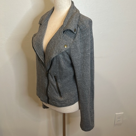CURRENT ELLIOT THE EASY BIKER ZIP SOFT KNIT JACKET HEATHER GREY SIZE 3 (Sz 10) - Picture 7 of 13